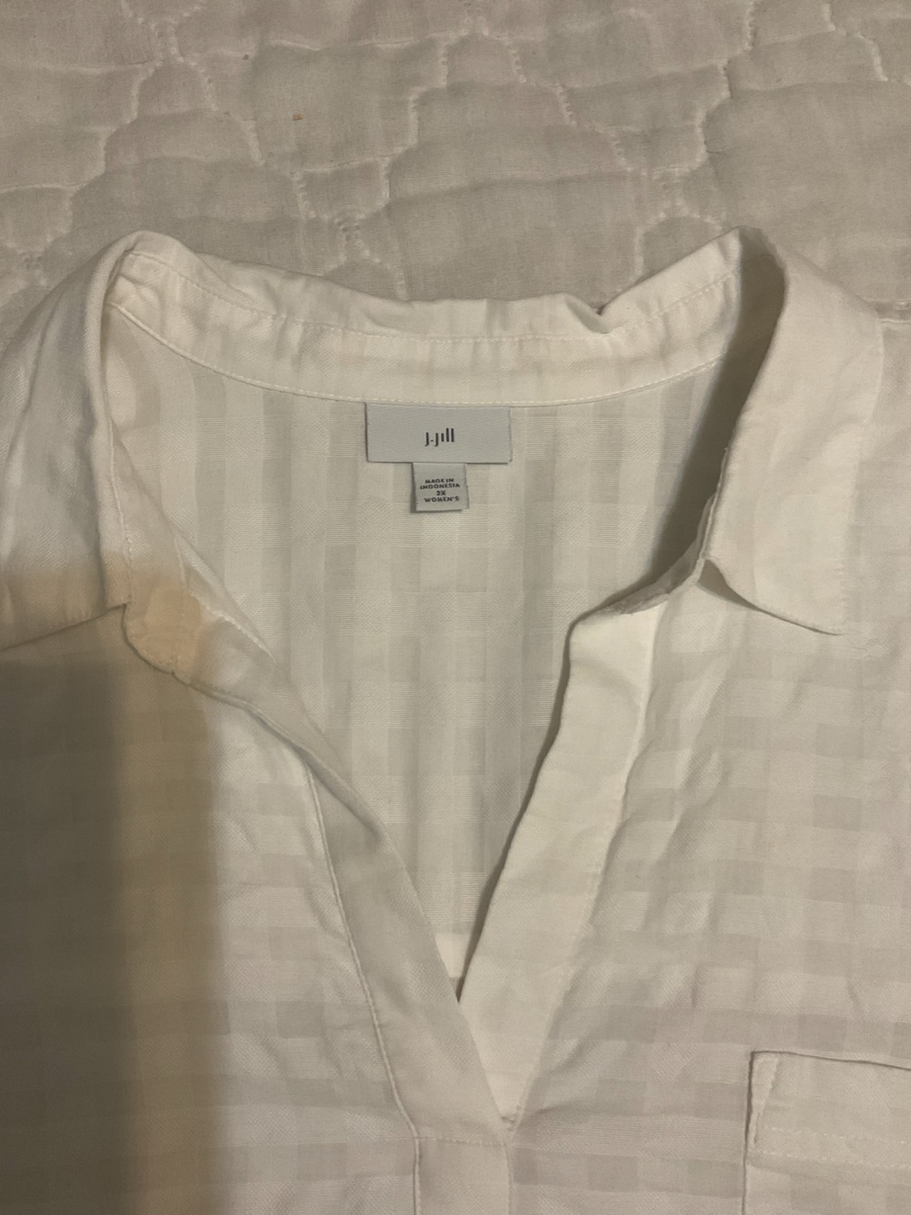 J. Jill Pop-over V-neck White 100% Cotton Boho Textured Lagenlook Tunic Top 2x - Picture 7 of 13